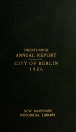 Annual city report, Berlin, New Hampshire 1926_cover