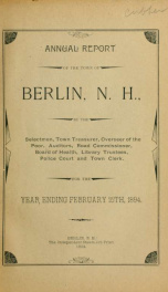 Annual city report, Berlin, New Hampshire 1894_cover