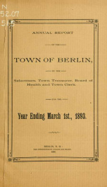 Annual city report, Berlin, New Hampshire 1893_cover