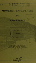 Montana employment and labor force SEP 1978_cover
