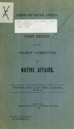 First report of the Select Committee on Native Affairs_cover