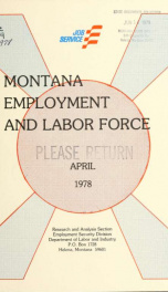 Montana employment and labor force APR 1978_cover