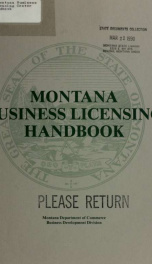 Montana Business Licensing Center handbook 1990_cover