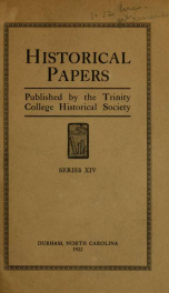 Historical papers of the Trinity College Historical Society [serial] 1922_cover