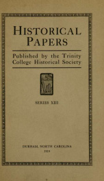 Historical papers of the Trinity College Historical Society [serial] 1919_cover