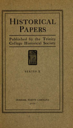 Historical papers of the Trinity College Historical Society [serial] 1914_cover