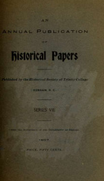 Historical papers of the Trinity College Historical Society [serial] 1907_cover