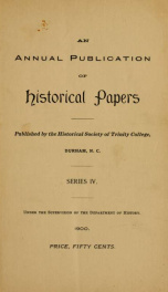 Historical papers of the Trinity College Historical Society [serial] 1900_cover