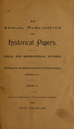 Historical papers of the Trinity College Historical Society [serial] 1898_cover