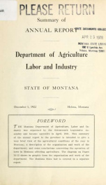 Summary of annual report 1922_cover
