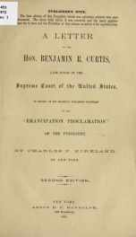 A letter to the Hon. Benjamin R. Curtis, late judge of the Supreme court of the United States_cover