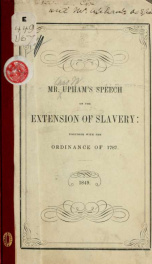 Speech of Charles W. Upham, of Salem, in the House of representatives of Massachusetts_cover