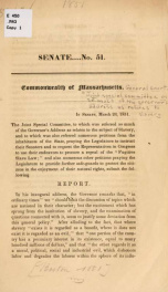 [Report of the Joint special committee on so much of the governor's address as relates to slavery and on petitions praying the legislature to instruct their senators and to request representatives in Congress to endeavor to procure a repeal of the Fugitiv_cover