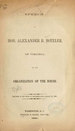 Speech of Hon. Alexander R. Boteler, of Virginia, on the organization of the House 1_cover