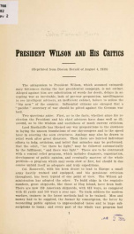 President Wilson and his critics .._cover