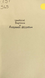 Unofficial programme of Roosevelt's reception by the Hamilton club_cover
