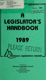 A legislator's handbook 1989_cover