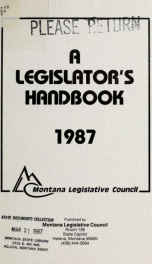 A legislator's handbook 1987_cover