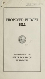 Proposed budget bill recommended by the State Board of Examiners 1939?_cover