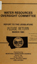 Water Resources Oversight Committee : report to the Legislature 1983_cover