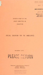 Special education for the handicapped; interim study 1973_cover