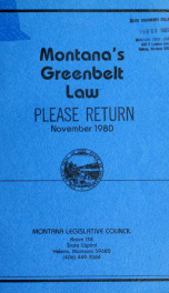 Montana's Green Belt Law : a report to the Forty-seventh Legislature 1980_cover