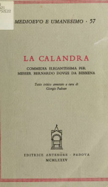 La calandra : commedia elegantissima per messer Bernardo Dovizi da Bibbiena_cover