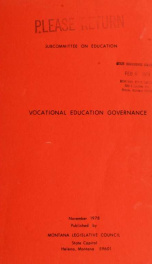 Postsecondary vocational-technical education governance : a report to the Forty-sixth Legislature 1978_cover