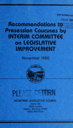 Recommendations to presession caucuses 1980_cover