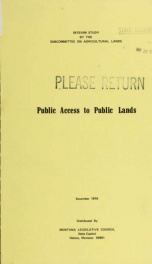 Public access to public lands : a report to the Forty-fifth Legislature 1976_cover