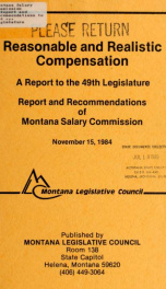 Report and recommendations to the ... Legislature 1984_cover