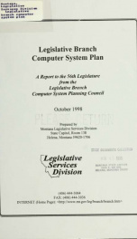 Legislative branch computer system plan : a report to the 56th Legislature from the Legislative Branch Computer System Planning Council 1998_cover