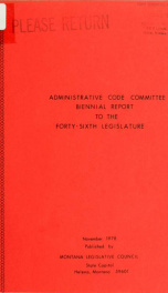 Administrative Code Committee biennial report to the ... legislature 1978_cover