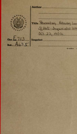 Proceedings following the luncheon given by the Anti-Imperialist League, Monday, October 22 [1906] at the rooms of the Twentieth Century Club to Hon. James H. Blount_cover