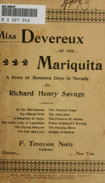 Miss Devereux of the Mariquita; a story of bonanza days in Nevada_cover