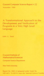 A transformational approach to the development and verification of programs in a very high level language_cover