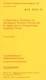 A hierarchical technique for mechanical theorem proving and its application to programming language design_cover