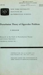 Perturbation theory of eigenvalue problems_cover