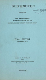 Final report [on propagation characteristics of very short waves...]_cover