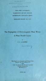 The propagation of electromagnetic plane waves in plane parallel layers_cover