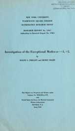 Investigation of the exceptional modes: n = 1, 2_cover