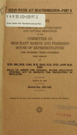 Clean Water Act reauthorization : hearing before the Subcommittee on Environment and Natural Resources of the Committee on Merchant Marine and Fisheries, House of Representatives, One Hundred Third Congress, first session .. 2_cover