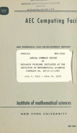 Annual summary report of research problems initiated at the Institute of Mathematical Sciences, Contract no. AT-(30-1)-1480, July_cover