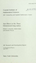 Size effects in the three dimensional Ising lattice, Robert L. Jennette, Malvin Kalos, and Jerome Percus_cover