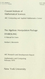 The algebraic manipulation package SYMBOLANG; a manual for users_cover