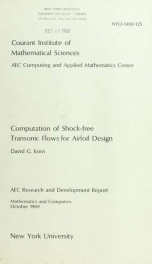 Computation of shock-free transonic flows for airfoil design_cover