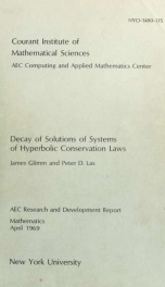 Decay of solutions of systems of hyperbolic conservation laws_cover
