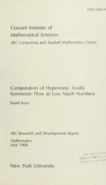 Computation of hypersonic axially symmetric flow at low Mach numbers_cover