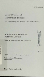 A syntax-directed FORTRAN statement checker,_cover