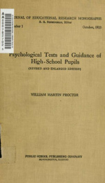 The use of psychological tests in the educational and vocational guidance of high school pupils_cover